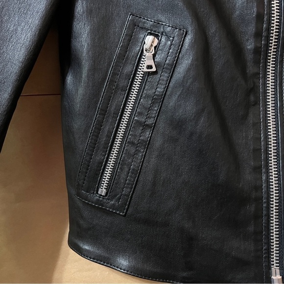 Theory | Bavewick Lamb Leather Stretch Crop Moto Jacket Black Size XS (Size P) - Picture 9 of 15